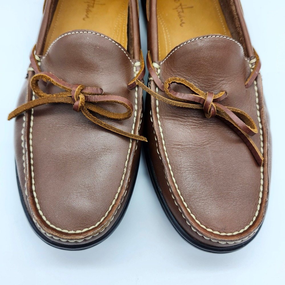 Cole Haan Mens Brown Leather Classic Moc Toe Driving Loafer Shoes slip-on tie - Picture 3 of 9